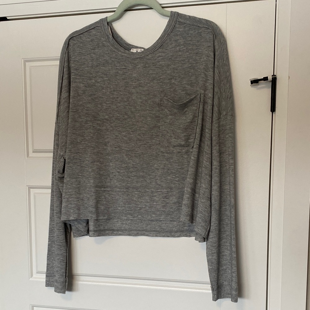 Soft, stretchy, cropped, oversized, Heather grey, long sleeve top by New In!
